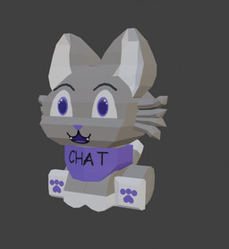 anthro fur grey_body kerchief kerchief_only male purple_nose simple_background smile solo tail text shadefawks chat_cat domestic_cat felid feline felis mammal 3d_(artwork) digital_media_(artwork)