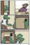 2018 2:3 adolescent alligator alligatorid angie_(study_partners) anthro base_three_layout book breasts clothed clothing comic crocodilian electronics eyes_closed female green_eyes grid_layout hi_res male mammal open_mouth phone regular_grid_layout reptile scalie six_frame_grid six_frame_image sleeping study_partners suid suina sus_(pig) three_row_layout thunderouserections tongue tusks wild_boar young