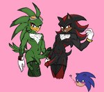 anthro balls beak black_body black_fur blush chest_tuft clenched_teeth clothing duo erection eyeshadow eyewear feather_markings feathers fishnet_clothing fishnet_leggings fishnet_legwear fishnet_thigh_highs fur fur_markings genital_markings genital_piercing genitals gloves goggles green_body green_feathers handwear leg_markings leggings legwear makeup male male/male markings mohawk muscle_tone navel navel_piercing nipple_piercing nipples penis penis_markings penis_piercing piercing pose posing_nude question_mark quills_(anatomy) red_body red_fur red_nipples saggy_balls stockings tail tail_feathers teeth thigh_highs thigh_markings tuft heehoohaa sega sonic_adventure sonic_riders sonic_the_hedgehog_(comics) sonic_the_hedgehog_(series) jet_the_hawk shadow_the_hedgehog sonic_the_hedgehog accipitrid accipitriform alien avian babylonian_(sonic) bird eulipotyphlan hedgehog mammal