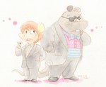 anthro biped bottomwear bow_tie clothing duo eye_patch eyewear male pants shirt solo suit topwear jinn24149477 gamba_no_bouken gamba_no_bouken_(series) ikasama yoisho mammal mouse murid murine rodent 2023