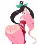 anus big_butt black_hair butt butt_cleavage clothed clothing eyes_closed female glistening glistening_body glistening_butt hair human_only looking_at_viewer not_furry simple_background solo sssonic2 capcom clover_studio okami_(capcom) sakuya deity human humanoid mammal 2017 absurd_res digital_media_(artwork) hi_res shaded