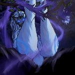 anthro blue_body blue_eyes blue_fur butt erotica female forest forest_background fur genitals hair legs_up long_hair looking_at_viewer nature nature_background plant pussy rock simple_background solo suggestive tail tree waiting white_hair wide_hips bamhalazam league_of_legends riot_games tencent kindred_(lol) lamb_(lol) bovid caprine humanoid mammal sheep 1:1