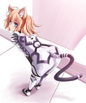 ahoge bent_over blonde_hair blue_eyes bodysuit butt clothed clothing female furgonomics hair skinsuit solo tail tight_clothing tonpuu animal_humanoid cat_humanoid felid felid_humanoid feline feline_humanoid humanoid mammal mammal_humanoid 2022