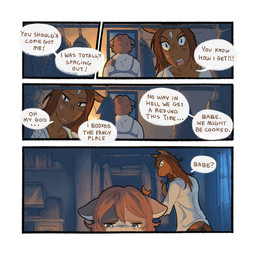 anthro bra brown_hair closet clothing computer curtains dialogue duo electronics female female/female fur fur_markings hair markings orange_hair soft_lighting text underwear window saucypawpads pepper_(saucypawpads) whitney_(saucypawpads) calico_cat domestic_cat equid equine felid feline felis horse mammal 1:1 comic english_text
