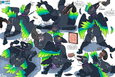 anal anal_penetration animal_genitalia animal_penis anthro avian_feet bdsm begging bodily_fluids brainwashing bukkake buttplug chastity_cage chastity_device chastity_key claws collar cum cum_in_ass cum_inside cum_plugged cum_while_chaste dialogue disembodied_penis dripping duo equine_genitalia equine_penis feathers feet filled_and_plugged genital_fluids genitals heart_symbol hypnosis key keyholding leash lock male mind_control over_sheath_chastity_cage padlock penetration penis petplay plug_(sex_toy) precum precum_drip restraints ringed_eyes roleplay sex_toy sheath_chastity_cage slave solo solo_focus spreader_bar submissive submissive_male tail tail_feathers talons teasing text toe_claws toes conditional_dnp lustylamb nate_(dragoneill) avian bird corvid corvus_(genus) crow oscine passerine 2018 3:2 absurd_res digital_drawing_(artwork) digital_media_(artwork) english_text hi_res multiple_images