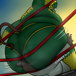 anthro big_butt butt butt_smother clothed clothing duo facesitting female female_facesitting_male fighting_ring fur looking_back low-angle_view male mask musk narrowed_eyes obese obese_anthro obese_female overweight overweight_anthro overweight_female pinned raised_tail rope sitting sitting_on_another smelly smelly_butt smothering sound_effects sports_mask sportswear stinkface tail tail_tuft text tuft wrestling wrestling_mask wrestling_outfit oystercatcher7 dreamworks the_bad_guys mr._wolf_(the_bad_guys) pigtail_(the_bad_guys) canid canine canis mammal suid suine warthog wolf 1:1 2026 hi_res signature