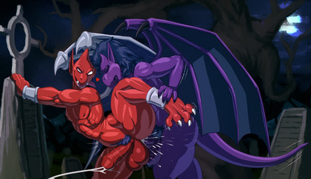 anal anal_penetration anthro balls bodily_fluids cum duo genital_fluids genitals humanoid_genitalia humanoid_penis male male/male male_penetrated male_penetrating male_penetrating_male membrane_(anatomy) membranous_wings muscular muscular_anthro muscular_male penetration penis pubes sex tail wings klent disney gargoyles fan_character firebrand demon gargoyle monster red_arremer absurd_res character_request hi_res