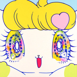 accessory alternative_fashion ambiguous_gender anthro bangs big_eyes blonde_hair chibi close-up eyelashes fairy_kei glistening glistening_eyes gloves_(marking) hair hair_accessory hairclip heart_symbol j-fashion kemono markings multicolored_eyes on_model open_mouth open_smile pink_nose rainbow_eyes smile solo superflat white_body yurie_sekiya peropero_sparkles rue_(peropero_sparkles) alien domestic_cat felid feline felis mammal 1:1 colorful_theme hi_res marker_(artwork) official_art painting_(artwork) pastel_theme traditional_media_(artwork) traditional_painting_(artwork) traditional_watercolor_(artwork) watercolor_(artwork)
