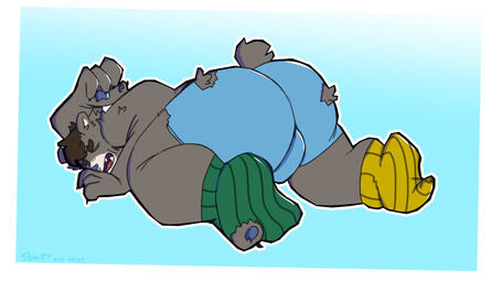 anthro big_butt brown_body brown_fur bulge butt clothing footwear fur male male/male sleeping socks solo underwear not_sbwzy_(artist) bear mammal 16:9 4k absurd_res hi_res widescreen