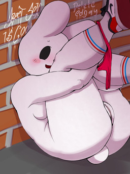 anthro beady_eyes black_eyes blush blush_stickers breasts brick brick_wall clothed clothing clothing_around_one_leg cotton_tail female footwear fur genitals looking_at_viewer nude open_mouth panties panties_around_one_leg panties_down partially_clothed pink_clothing pink_panties pink_underwear red_clothing red_footwear red_shoes shoes socks solo thick_thighs underwear underwear_around_one_leg underwear_down vulva wall_(structure) white_body white_clothing white_footwear white_fur white_socks wide_hips sanygtr brawl_stars supercell_(company) lagomorph leporid mammal rabbit 3:4 hi_res