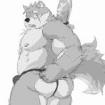 asian_clothing belly blush butt clothing east_asian_clothing erection fundoshi japanese_clothing male melee_weapon nipples pecs scar slightly_chubby solo sword tenting throbbing underwear weapon yunukopi lifewonders tokyo_afterschool_summoners moritaka_(tas) canid canine canis domestic_dog mammal 1:1 2d_animation animated short_playtime