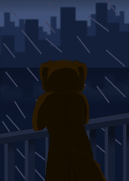 ambiguous_gender anthro city city_background cityscape raining solo redxw_(artist) canid canine mammal animated digital_media_(artwork) pixel_(artwork) pixel_animation