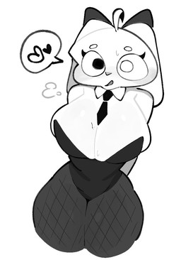 accessory anthro big_breasts black_clothing black_leotard black_necktie bodily_fluids breasts bunny_costume circle_eyebrows clothing costume curvy_figure eyebrows female fishnet_clothing fishnet_legwear floppy_ears fur hands_behind_back heart_symbol heterochromia legwear leotard lop_ears necktie nervous nervous_smile open_mouth open_smile pose round_eyes shirt_collar simple_background small_waist smile solo speech_bubble sweat sweaty_breasts thick_thighs white_background white_body white_fur white_sclera ssslommm2 lagomorph leporid mammal rabbit 2026 digital_drawing_(artwork) digital_media_(artwork) monochrome pinup portrait sketch three-quarter_portrait