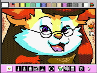 ambiguous_gender anthro eyewear flower glasses hair long_hair open_mouth plant purple_eyes smile smiling_at_viewer solo rodricoro mario_paint nintendo pokemon canid canine canis delphox domestic_dog generation_6_pokemon mammal pokemon_(species) digital_media_(artwork) dithering headshot_portrait mario_paint_(artwork) portrait