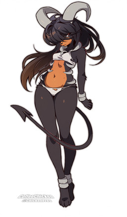 4_toes 5_fingers anthro biped black_hair breasts claws clothed clothed_anthro clothed_female clothing countershade_torso countershading feet female fingers front_view fur grey_body grey_fur grey_tail hair horn long_hair looking_at_viewer navel panties pokemorph red_eyes simple_background small_breasts solo standing tail teeth toe_claws toes underwear white_background coffeechicken nintendo pokemon generation_2_pokemon houndoom pokemon_(species) 2025 digital_drawing_(artwork) digital_media_(artwork) hi_res