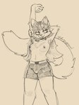 anthro boxer_briefs boxer_briefs_only bulge cheek_tuft clothed clothing facial_tuft felid feline fluffy fluffy_tail gynomorph hi_res intersex mammal solo tail temmie_(temora) temora topless trans_(lore) trans_woman_(lore) tuft underwear underwear_only
