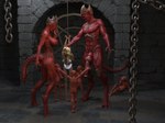 animal_genitalia animal_penis blonde_hair bound breasts canine_genitalia canine_penis chain dungeon female genitals group gynomorph gynomorph/female hair inside intersex intersex/female interspecies knot knotted_penis long_hair male male/female penis campsterman demon elf humanoid 3d_(artwork) digital_media_(artwork) shaded soft_shading