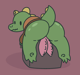 2_penises animal_genitalia animal_penis anthro big_butt big_penis bottomless butt clothed clothing cracked cube_(object) genitals green_body green_scales hemipenes lying male multi_genitalia multi_penis nubbed_penis on_front penis presenting presenting_hindquarters presenting_penis scales shadow simple_background simple_eyes small_tail smile solo tail topwear topwear_only gandergeist lizard reptile scalie aliasing digital_media_(artwork) hi_res