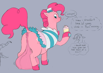 ambiguous_gender ambiguous_prey anus balls big_balls blue_eyes bottomwear bow_ribbon clothed clothed_feral clothing cock_vore cupcake cutie_mark dress duo eating feral feral_pred food fur genitals gynomorph gynomorph_pred hair hat headgear headwear hooves horn huge_balls implied_fatal intersex intersex_pred larger_pred looking_back penile penis pink_body pink_fur pink_hair rear_view saggy_balls shake_lines size_difference skirt text vore cadmiumblu friendship_is_magic hasbro my_little_pony mythology pinkie_pie_(mlp) rarity_(mlp) equid equine horse mammal mythological_creature mythological_equine pony unicorn 2026 digital_drawing_(artwork) digital_media_(artwork) english_text