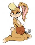 anthro ball basketball_(ball) biped blonde_hair blush breasts brown_body brown_fur buckteeth clothing featureless_breasts female fur gloves hair handwear kneeling looking_at_viewer nude pose simple_background smile solo teeth saltcore looney_tunes warner_brothers lola_bunny lagomorph leporid mammal rabbit 2016 pinup