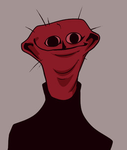 ambiguous_gender closed_smile grey_background happy mouth_closed pink_sclera red_body red_skin simple_background smile smiling_at_viewer solo gooseworx the_boiled_one_phenomenon phen-228 humanoid monster monstrous_humanoid 2024 colored english_description shaded