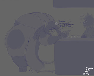 anthro areola bartender belly belly_on_ground big_belly big_breasts big_butt big_tail breasts bubble butt claws drunk drunk_bubble duo female gesture grey_background hair hand_gesture hanging_breasts heart_symbol huge_belly huge_breasts long_hair morbidly_obese morbidly_obese_anthro morbidly_obese_female multi_tail neck_tuft nude obese obese_anthro obese_female open_mouth open_smile ordering_beverage overweight overweight_anthro overweight_female pointing sharp_teeth simple_background smile substance_intoxication tail teeth text tuft kinguu tsukiko_(kaiji) canid canine fox mammal 2025 english_text hi_res monochrome signature