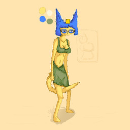 anthro blue_hair bored bra breasts clothing female green_clothing hair long_ears medium_breasts poster simple_background slim solo standing tail underwear yellow_body alberto_omega animal_crossing nintendo ankha_(animal_crossing) domestic_cat felid feline felis mammal 1:1 absurd_res colored full-length_portrait hi_res portrait