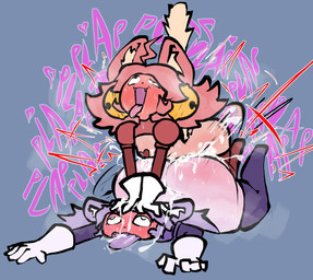 bell bodily_fluids butt clothing cum cum_on_butt cum_on_tongue duo ejaculation female from_behind_position fur genital_fluids gynomorph gynomorph/female hand_on_head intersex intersex/female legwear looking_pleasured orgasm orgasm_face pasties penetration pink_body pink_fur plap raised_tail sex tail thigh_highs tongue tongue_out steadmondslick deltarune undertale_(series) mad_mew_mew pink_(deltarune) animal_humanoid cat_humanoid felid felid_humanoid feline feline_humanoid humanoid mammal mammal_humanoid