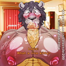 anthro big_breasts big_muscles big_pecs big_penis blush bodily_fluids breasts cum cum_in_mouth cum_inside dominant duo erection genital_fluids genitals glans huge_pecs male male/male masturbation muscular muscular_male nipples office oral oral_masturbation pecjob pecs penis pet_praise praise sex text vein veiny_penis whiskers tobias2004 beastars agata_(beastars) louis_(beastars) deer felid lion mammal pantherine 1:1 english_text hi_res