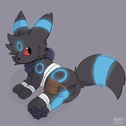 big_penis black_pawpads blue_markings blue_penis feral genitals glowing glowing_genitalia glowing_markings glowing_penis knot looking_at_viewer lying male markings pawpads paws penis red_sclera solo fluffycato nintendo pokemon eeveelution generation_2_pokemon pokemon_(species) umbreon 1:1 absurd_res hi_res
