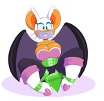2022 anthro bat bdsm big_breasts big_ears bondage boots bound bound_and_gagged breasts chaos_emerald cleavage clothed clothing damsel digital_drawing_(artwork) digital_media_(artwork) eyelashes female footwear gag gagged gem green_eyes hair hi_res mammal rouge_the_bat sega simple_background sitting smile solo sonic_the_hedgehog_(series) tan_body tan_skin tape tape_gag tempson white_background white_hair wings