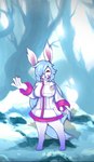 anthro big_breasts blush breasts clothed clothing female fur hair smile solo lunimoonvb luni_moon canid canine fox hybrid lagomorph leporid mammal rabbit vixbun digital_media_(artwork)