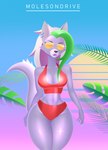 alternate_species anthro bikini breasts clothed clothing eyewear female furrification navel red_bikini red_clothing red_swimwear solo sunglasses swimwear two-piece_swimsuit vaporwave molesondrive five_nights_at_freddy's five_nights_at_freddy's:_security_breach scottgames steel_wool_studios roxanne_wolf canid canine canis mammal wolf 2023 absurd_res digital_media_(artwork) hi_res