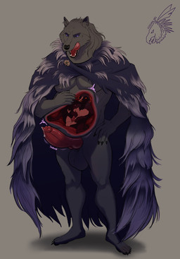 animal_genitalia animal_penis anthro balls big_balls big_penis canine_genitalia canine_penis cape clothing duo erection fully_inside genitals knot male male/male male_pred pecs penis simple_background size_difference tongue tongue_out vore zeanlain elden_ring fromsoftware blaidd_(elden_ring) flynn_(zeanlain) canid canine canis fox mammal wolf absurd_res hi_res