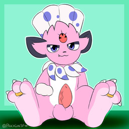 3_toes anthro balls bedroom_eyes claws countershade_feet countershading digit_ring erection feathers feet fur genitals happy jewelry male narrowed_eyes paws penis pink_body pink_fur pose presenting presenting_penis purple_eyes ring seductive simple_background sitting smile smirk soles solo toe_ring toes rockii nintendo pokemon fan_character kerolink generation_4_pokemon pokemon_(species) weavile 1:1 digital_media_(artwork) full-length_portrait hi_res pinup portrait