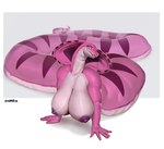 anthro apode areola big_breasts breasts female hanging_breasts huge_breasts legless looking_at_viewer nipples nude pink_body pink_scales purple_areola purple_nipples scales serpentine solo goldmikun yesenia_(character) cobra draconcopode naga reptile scalie snake absurd_res digital_media_(artwork) hi_res