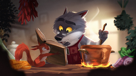 apron black_eyebrows carrot clothing cooking cooking_pot duo eyebrows eyewear food fur glasses grey_body grey_fur male multicolored_body multicolored_fur onion plant thick_eyebrows two_tone_body two_tone_fur vegetable wearing_glasses white_body white_fur krossan_(artist) intermarche_unloved the_first_wolf_(unloved) canid canine canis mammal rodent sciurid tree_squirrel wolf 2025 colored hi_res