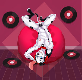 aged_up anthro anthrofied athletic athletic_male balls clothing collar electronics erection feet fingers fur genitals hand_on_penis hands_behind_head headphones humanoid_genitalia humanoid_penis looking_at_viewer lying male markings masturbation nipples nude on_back open_mouth penile penile_masturbation penis smile solo spots spotted_body spread_legs spreading tail teeth toes vinyl_record dal101strefan 101_dalmatian_street 101_dalmatians disney d.j._(101_dalmatians) canid canine canis dalmatian domestic_dog mammal digital_media_(artwork) hi_res