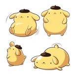 anthro beret bubble_butt butt clothing dog_tail hat headgear headwear long_ears male paws slightly_chubby smile solo cubewatermelon pompompurin_(series) sanrio pompompurin_(character) canid canine canis domestic_dog mammal 1:1