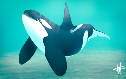 ambiguous_feral ambiguous_gender black_body blue_eyes blue_markings caustics dorsal_fin feral fin flukes markings notched_fin open_mouth pectoral_fin solo underwater water white_body year wesphin bekuta_(wesphin) aquatic cetacean dolphin mammal oceanic_dolphin orca toothed_whale 2023 dated hi_res male_(lore)