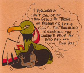 ambiguous_gender beak duo face_in_ass facesitting feathers female looking_at_another looking_back mature_female mommy_kink sitting sitting_on_another smile smirk tail tail_feathers teasing_with_butt telepathy text thought_bubble wings hoosierman9911a game_freak nintendo pokemon anon anonymous_character avian bird generation_2_pokemon human mammal pokemon_(species) xatu 2026 artist_name english_text signature sketch