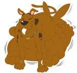 abdominal_bulge belly big_belly brown_body brown_fur eyes_closed feral feral_pred fully_inside fur male male_pred oral_vore same_size_vore stretchy_bulge struggling struggling_prey vore heartman98 hanna-barbera scooby-doo_(series) scooby-doo canid canine canis domestic_dog great_dane mammal mastiff molosser hi_res