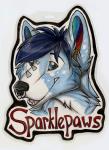 anthro blue_body blue_eyes blue_fur blue_hair facial_piercing fur hair male multicolored_ears nose_piercing nose_ring piercing rainbow rainbow_ears ring_piercing septum_piercing solo nightfell sparklepaws sparklepaws_(character) canid canine canis domestic_dog husky mammal nordic_sled_dog spitz character_badge_(artwork) headshot_portrait portrait