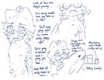 ahoge anthro blush chastity_cage chastity_device dialogue embarrassed erect_nipples eyewear female feminization flustered fur glasses hair kemono leopard_spots midriff nipple_fetish nipple_play nipples nude nude_anthro round_glasses shaking shivering simple_background solo spots text young young_anthro snepause ikea blahaj shen_(snepause) felid mammal pantherine snow_leopard blue_and_white english_text monochrome multiple_scenes