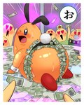 blush embarrassed fake_ears fake_rabbit_ears group heart_eyes heart_symbol kneeling male money money_in_underwear playboy_bunny playboy_outfit pole stripper_pole tipping kwskkaruta kirby_(series) nintendo chef_kawasaki 4:5