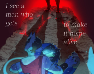4_tails anthro aura background_focus big_breasts blind blurred_foreground bone_hairclip breasts chiton clothing cracked_ground curvy_figure disability duo female glowing glowing_eyes hand_holding hand_on_back hood hourglass_figure looking_away lyrics male multi_tail seer shirt simple_background staring_off tail text topwear tunic underworld waltz_(dance) mrworkcatt epic_the_musical european_mythology greek_mythology homer's_the_odyssey mythology mocha_(guppuccino) odysseus rose_(rosetehfoxo) tiresias bird_dog canid canine canis domestic_dog fox ghost golden_retriever hunting_dog labrador mammal retriever spirit english_text hi_res signature