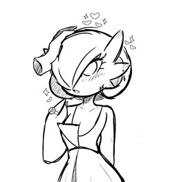 blush blush_lines disembodied_hand duo eyelashes female headpat heart_symbol mega_stone mega_stone_ring one_eye_obstructed open_mouth pseudo_hair ring_(jewelry) simple_background sparkles gardealicia13 nintendo pokemon gardevoir generation_3_pokemon human humanoid mammal pokemon_(species) 2025 monochrome