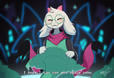 4_fingers anthro biped blush clothed clothed_anthro clothed_male clothing dialogue eyes_closed eyewear fingers front_view fur glasses hat headgear headwear holding_clothing holding_hat holding_headgear holding_headwear holding_object horn male pink_horn smile solo standing text white_body white_fur milodesty deltarune undertale_(series) ralsei bovid caprine darkner goat mammal 2025 digital_drawing_(artwork) digital_media_(artwork) english_text hi_res