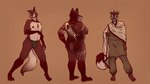 anthro beard clothing electricity facial_hair fur greying_hair group lightning male pakol_cap red_body red_fur scar shawl south_asian trio olivepup_00 mythology canid canine canis demon halmasti mammal wolf 16:9 hi_res widescreen