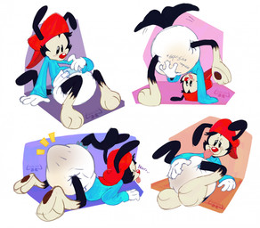 anthro barefoot baseball_cap big_diaper blush bodily_fluids bulge bulging_diaper butt butt_grab clean_diaper clothing diaper diaper_squish enjoying_feces feces feet genital_fluids hand_on_butt hat headgear headwear lying male messy on_back on_front on_side peeing pooping simple_background soiled_diaper soiling soiling_diaper solo squeezing squish sweater tail tail_motion tailwag tongue tongue_out toony topwear turtleneck unclean_diaper urine used_diaper using_diaper wet_diaper white_background kottocotito animaniacs warner_brothers wakko_warner inkblot digital_media_(artwork) hi_res